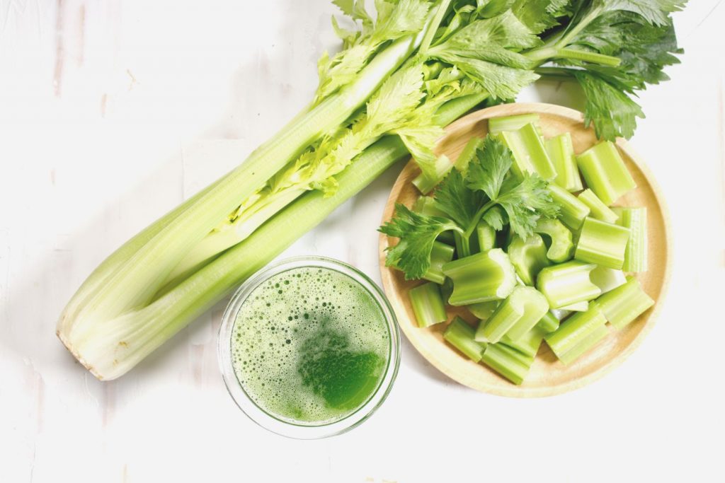 fresh celery and celery green juice