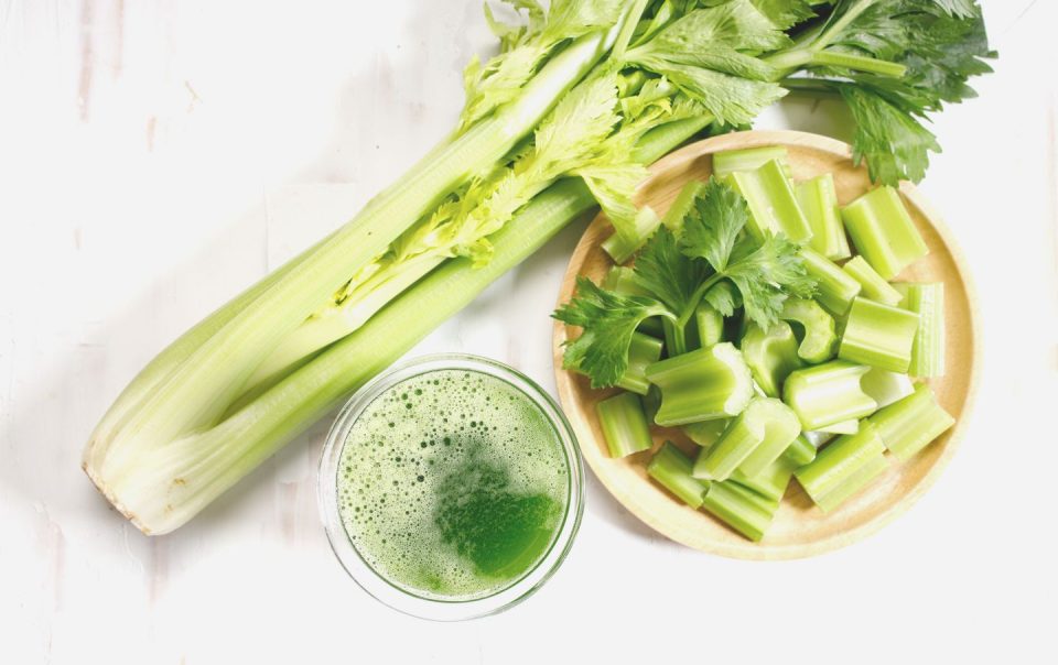 fresh celery and celery green juice