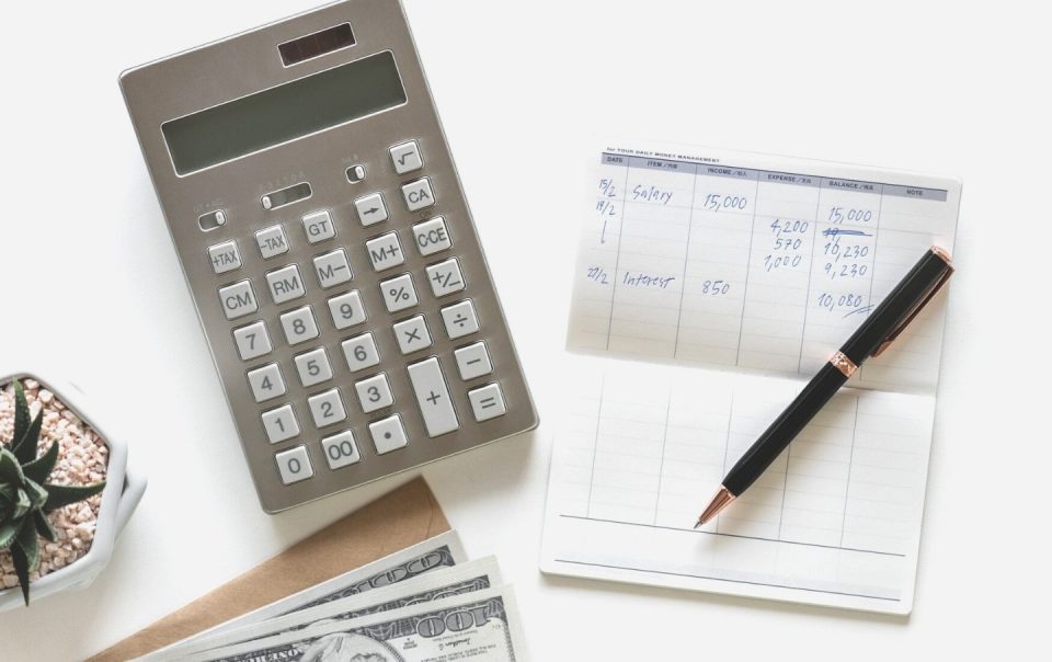 flatlay of calculator on desk