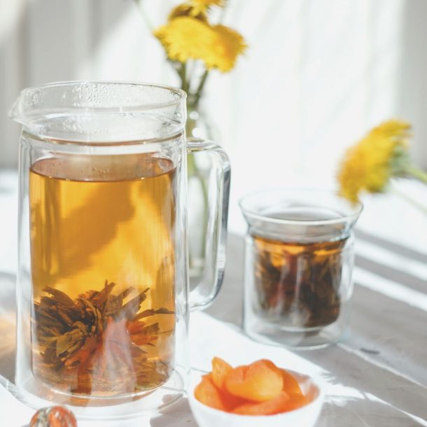 knitted floral tea white lotus welfare