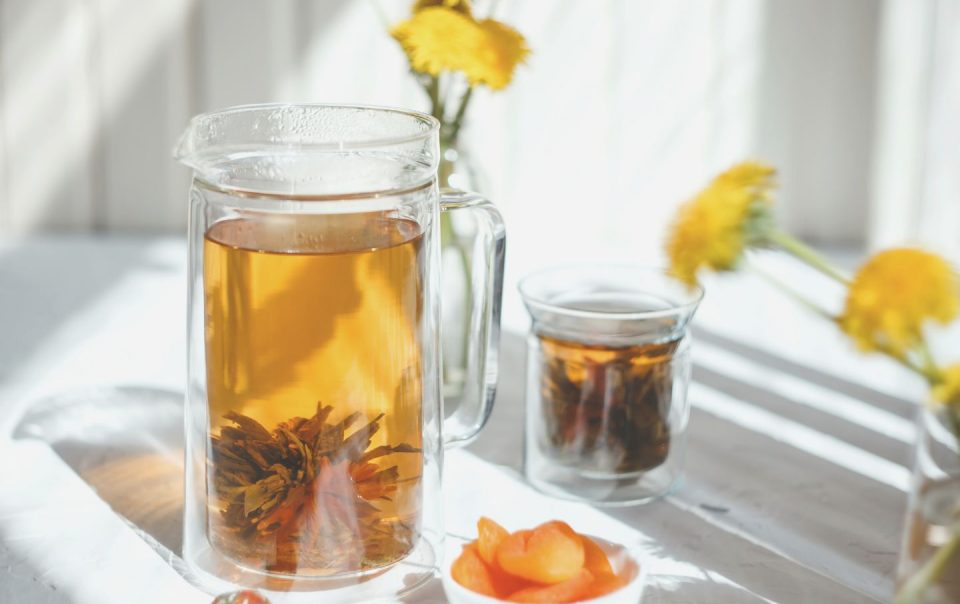 knitted floral tea white lotus welfare