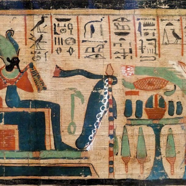 An ancient Egyptian painting showing a god and goddess. A glimpse into the divine world of ancient Egypt.